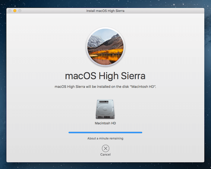 how much space need for mac os high sierra